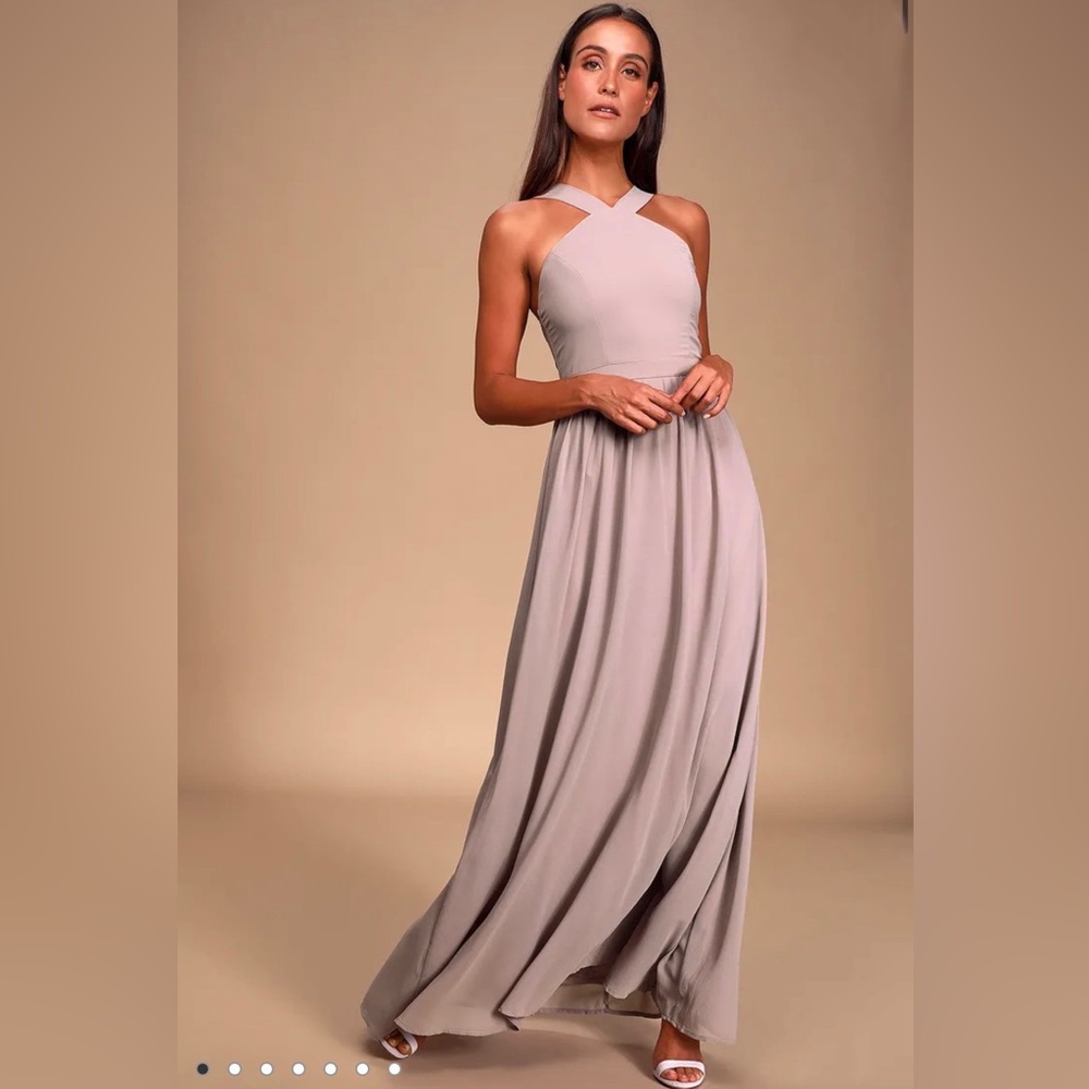 Air of Romance Taupe Maxi Dress. Size small